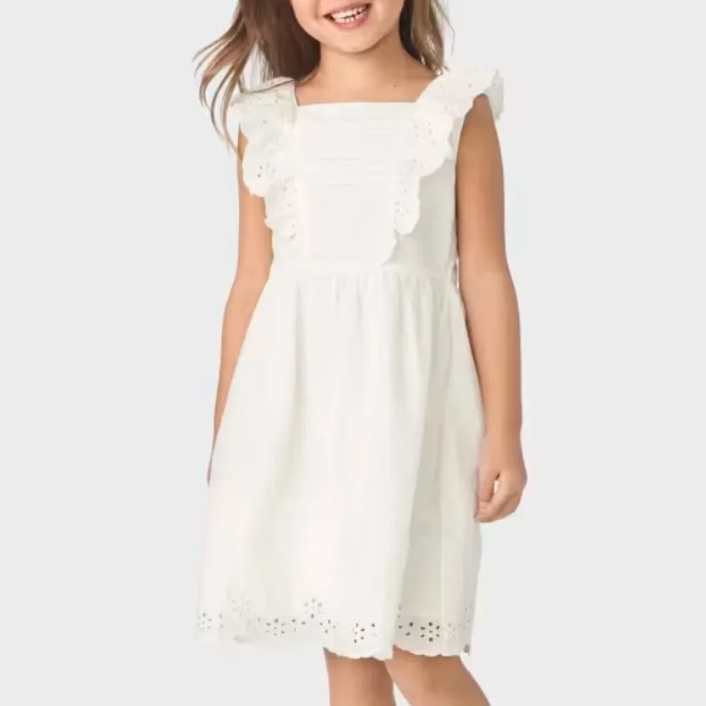 Gymboree Girls Off White Sleeveless Sundress Eyelet Flutter Prairie Fields NWT